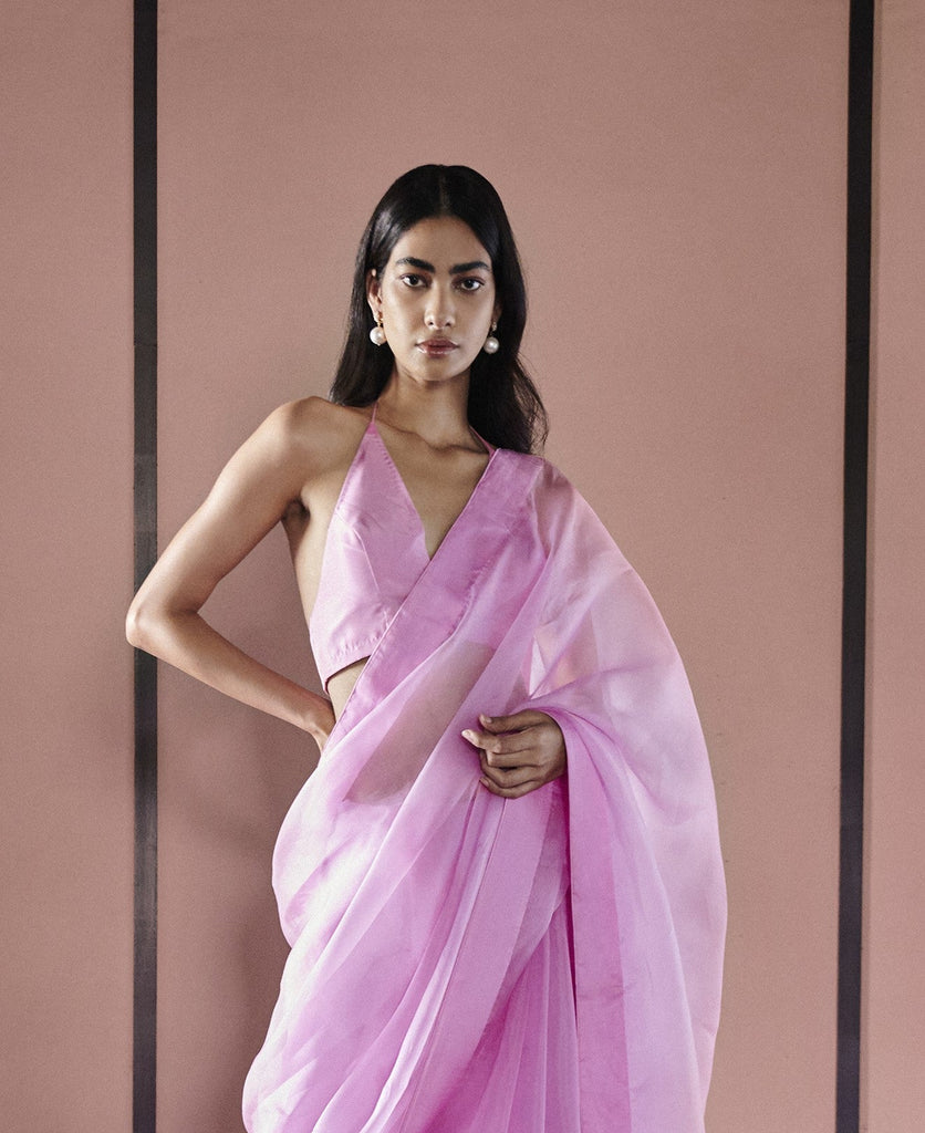 Blush Pink Plunge Halter Blouse