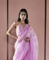 Blush Pink Plunge Halter Blouse