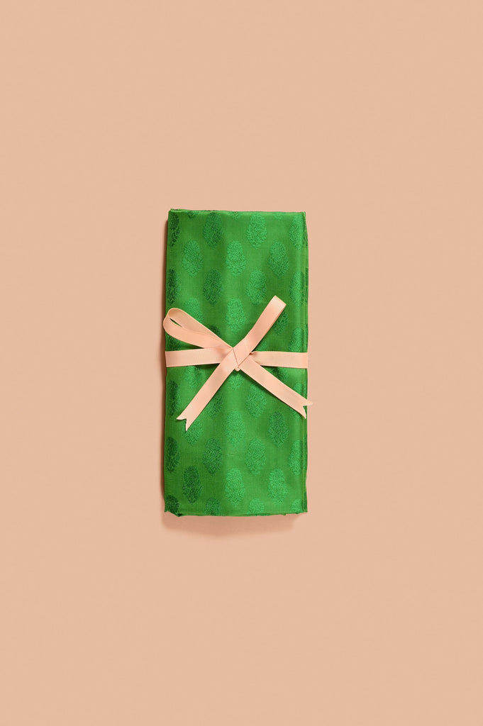 Handwoven Green Satin Silk Blouse Fabric