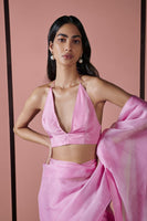 Blush Pink Plunge Halter Blouse