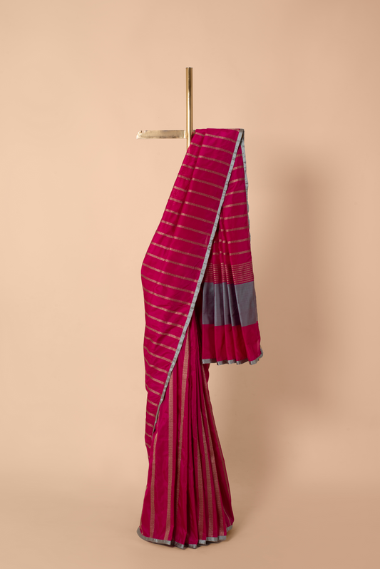 Cheeky Pink Full Striped Saree