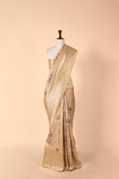 Handwoven Beige Digital Printed Tissue Saree