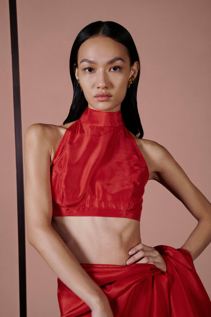 Ruby Red Halter Blouse