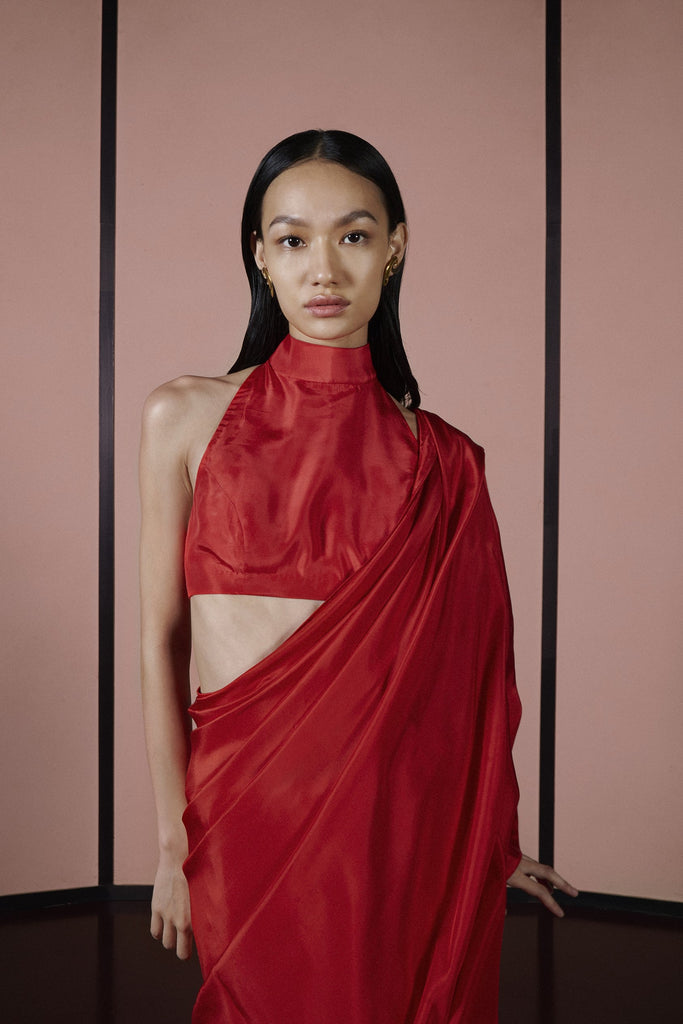 Ruby Red Halter Blouse