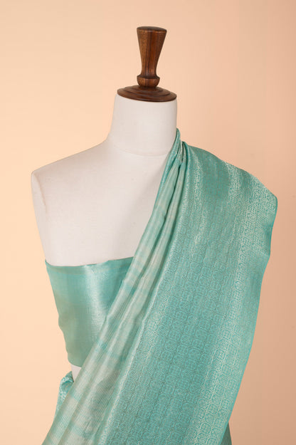 Handwoven Blue Digital Printed Tissue Sari