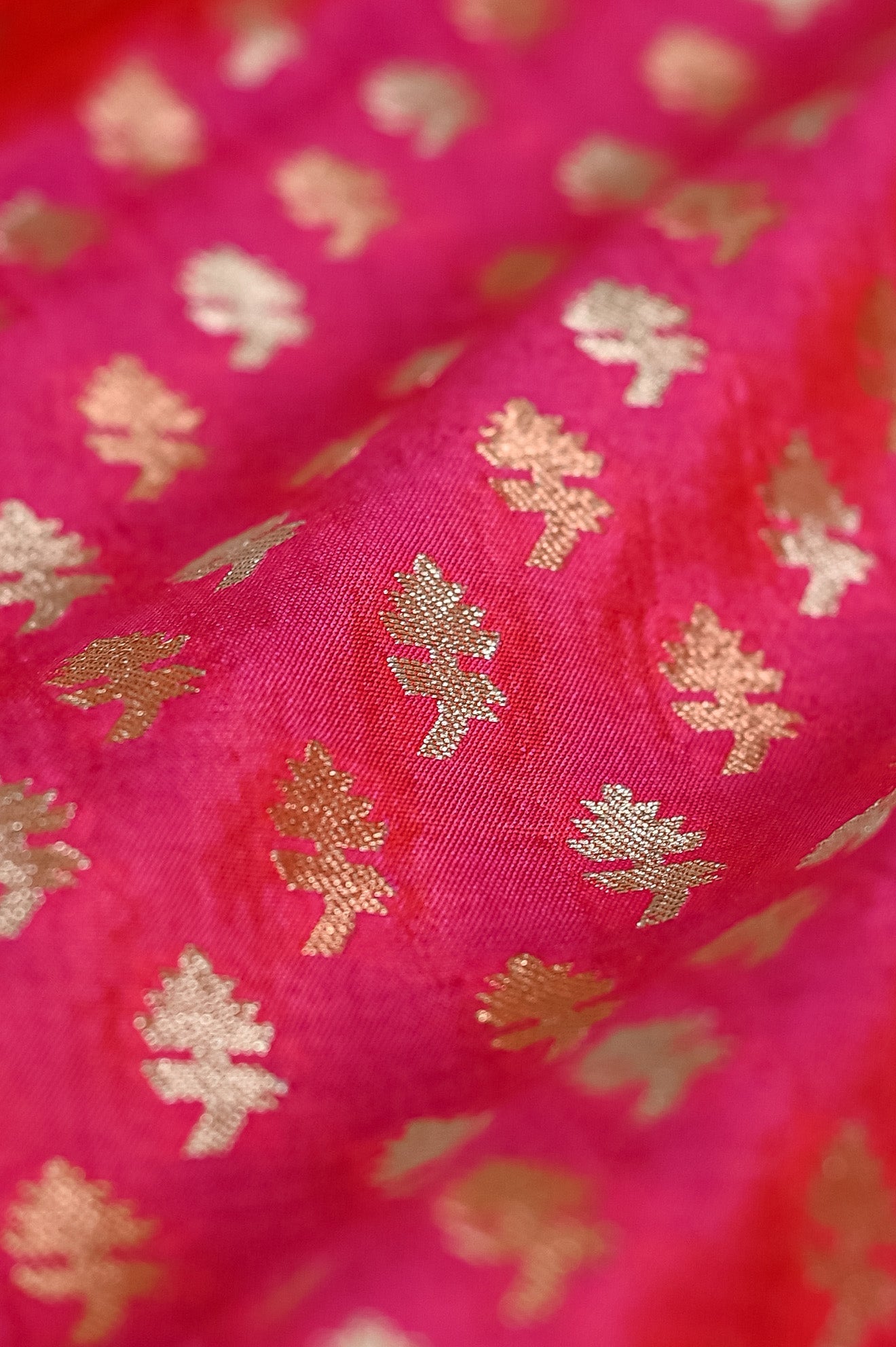 Handwoven Hot Pink Silk Blouse Fabric