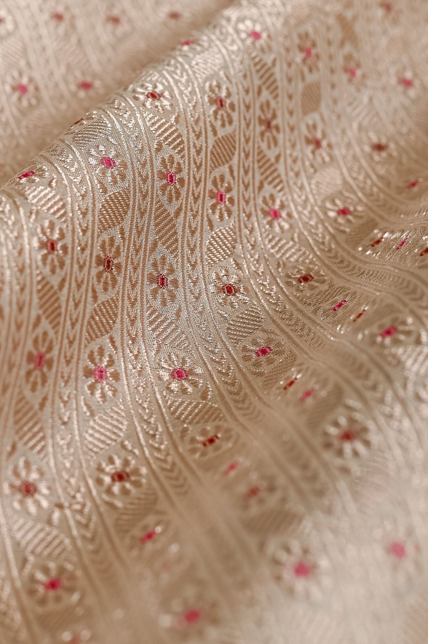 Handwoven Beige Silk Blouse Fabric
