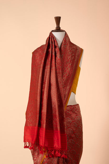 Handwoven Red Silk Sari