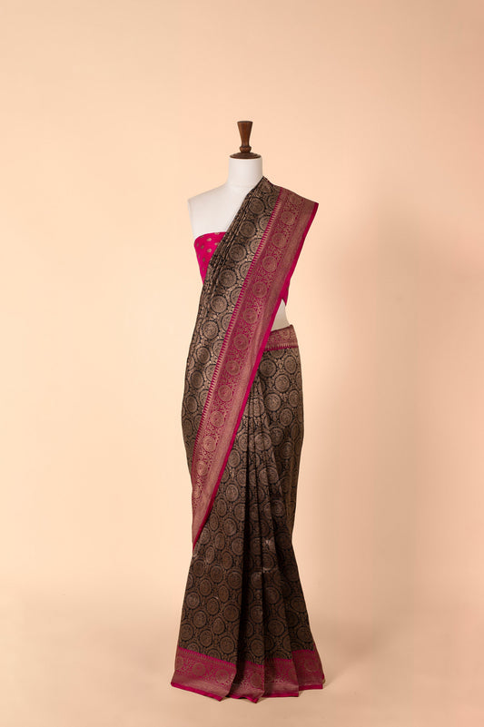 Handwoven Black Silk Sari