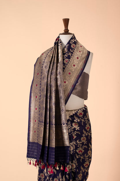 Handwoven Blue Silk Sari