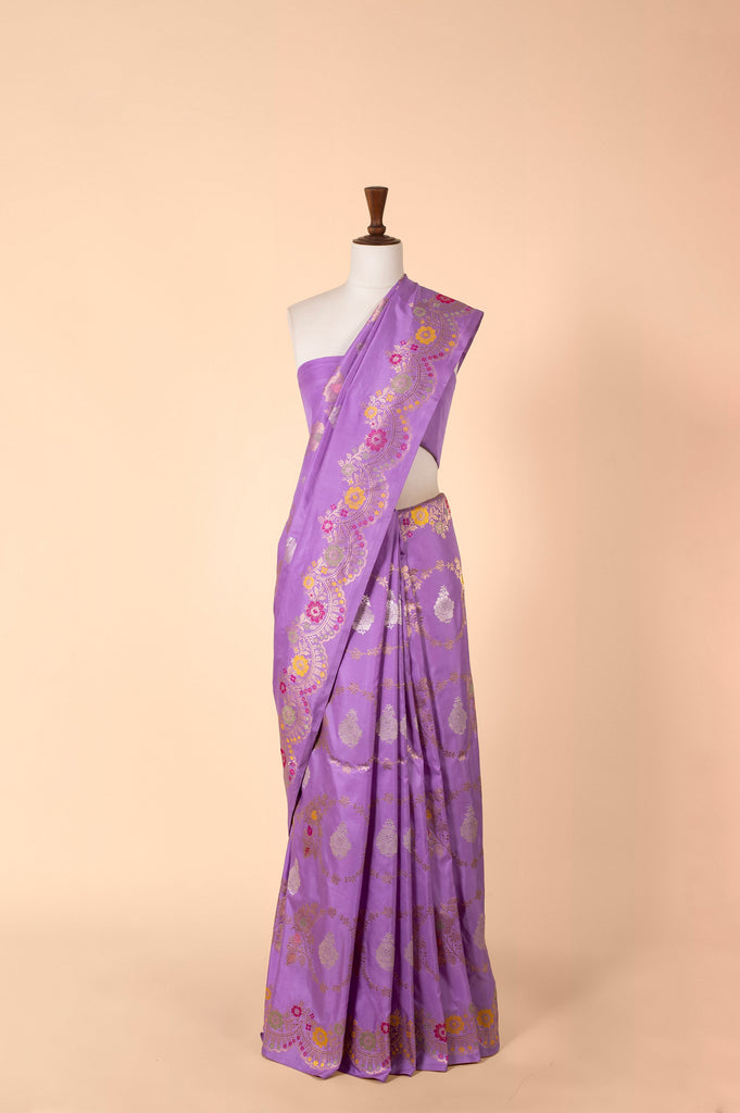Handwoven Purple Silk Sari
