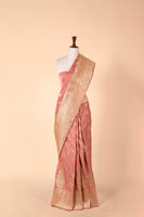 Handwoven Peach Silk Sari