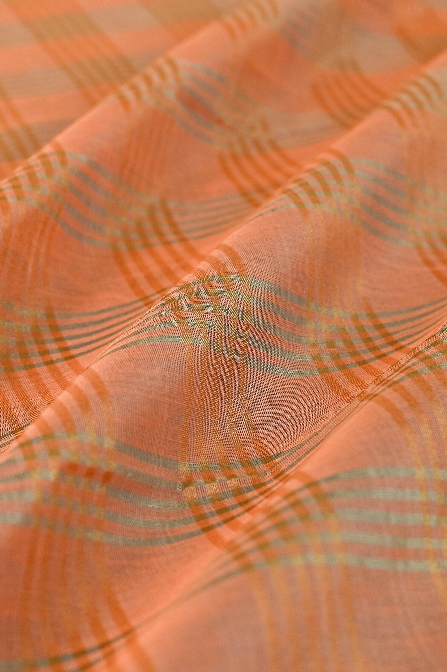 Handwoven Peach Chanderi Blouse Fabric