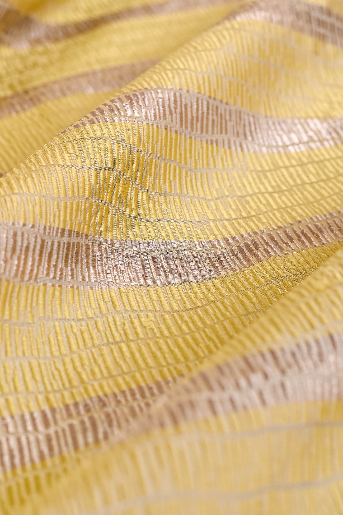 Handwoven Mellow Yellow Satin Silk Blouse Fabric