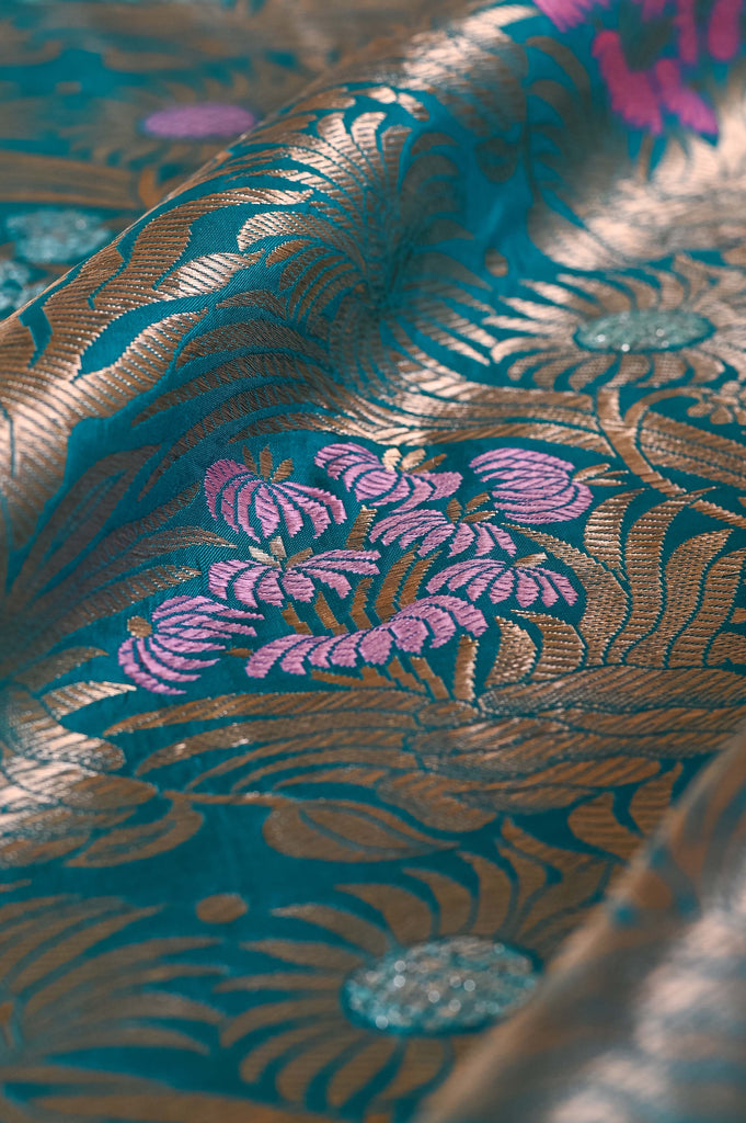 Handwoven Sea Green Silk Blouse Fabric
