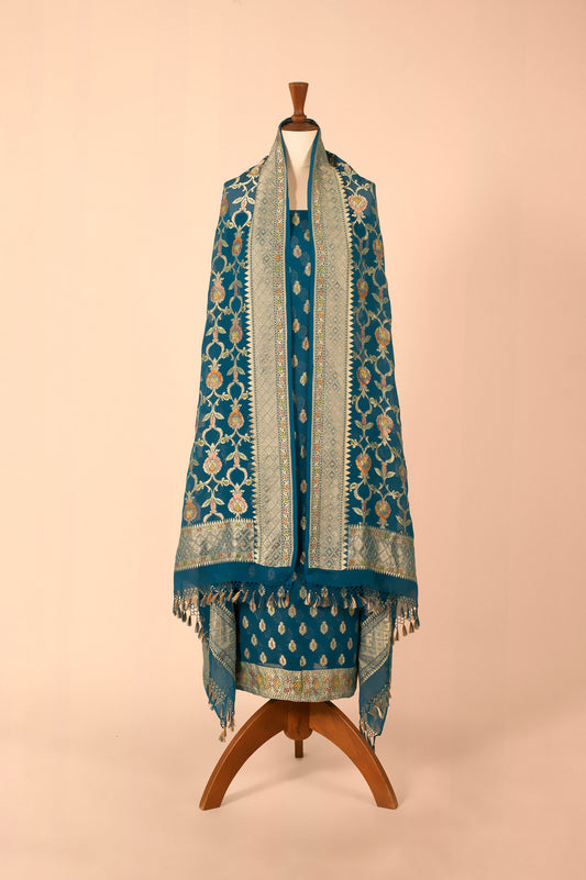 Handwoven Blue Georgette Suit Piece