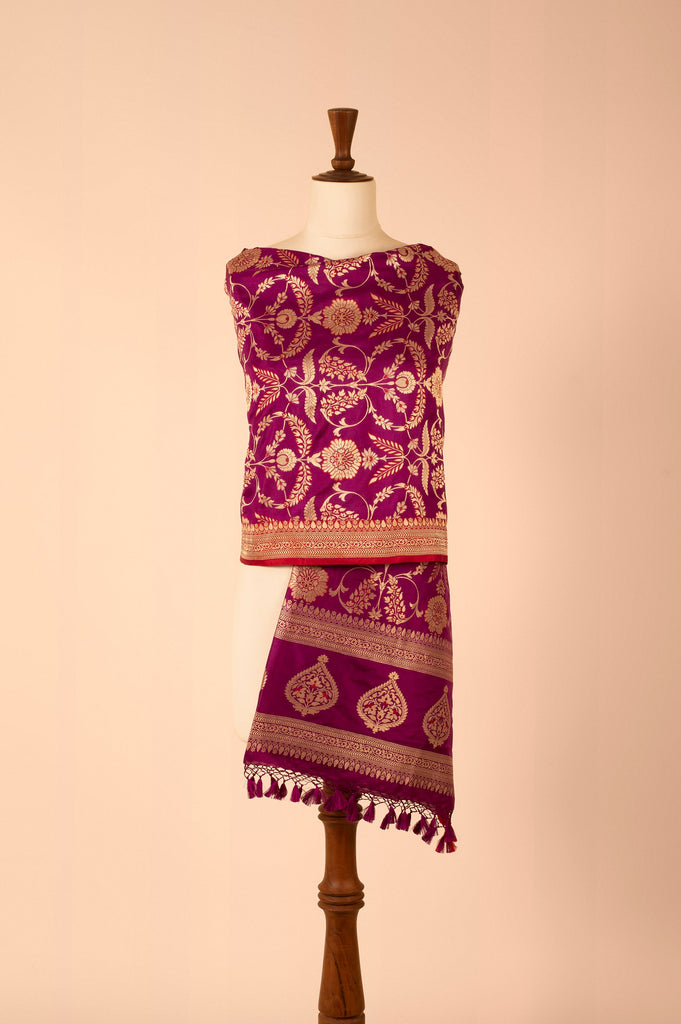 Handwoven Purple Silk Dupatta