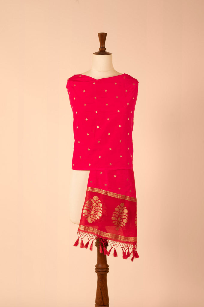Handwoven Pink Silk Dupatta
