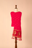 Handwoven Pink Silk Dupatta