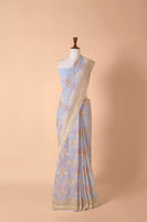 Handwoven Pastel Blue Georgette Sari