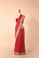 Handwoven Red Georgette Sari