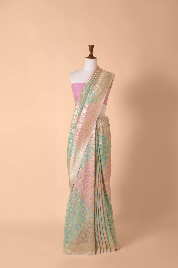 Handwoven Multicolor Georgette Sari