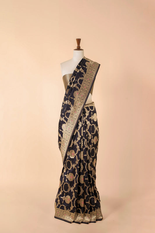 Handwoven Black Silk Saree