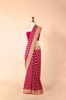 Handwoven Magenta Georgette Sari