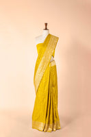 Handwoven Mustard Satin Silk Sari