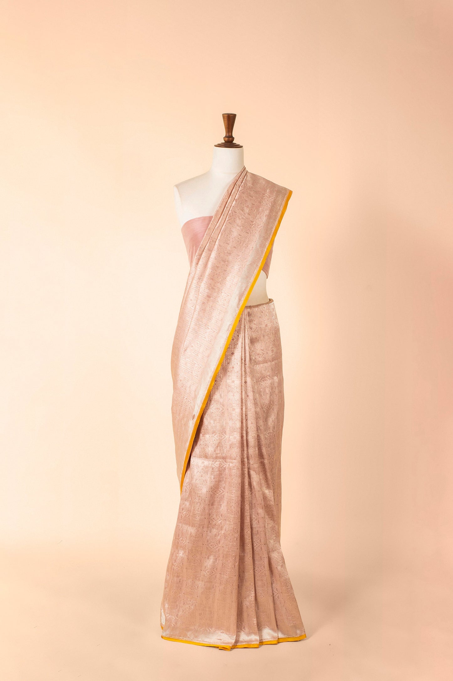 Handwoven Peach Silk Sari