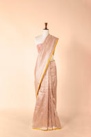 Handwoven Peach Silk Sari