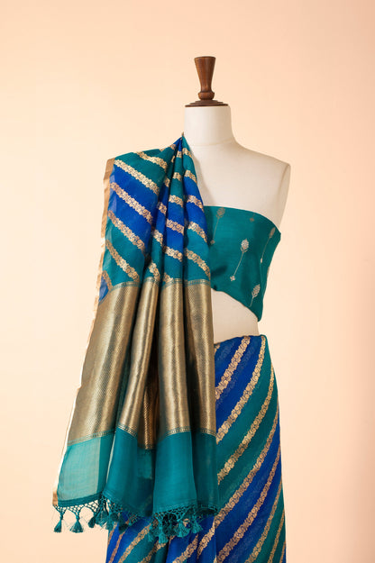 Handwoven Blue Organza Sari