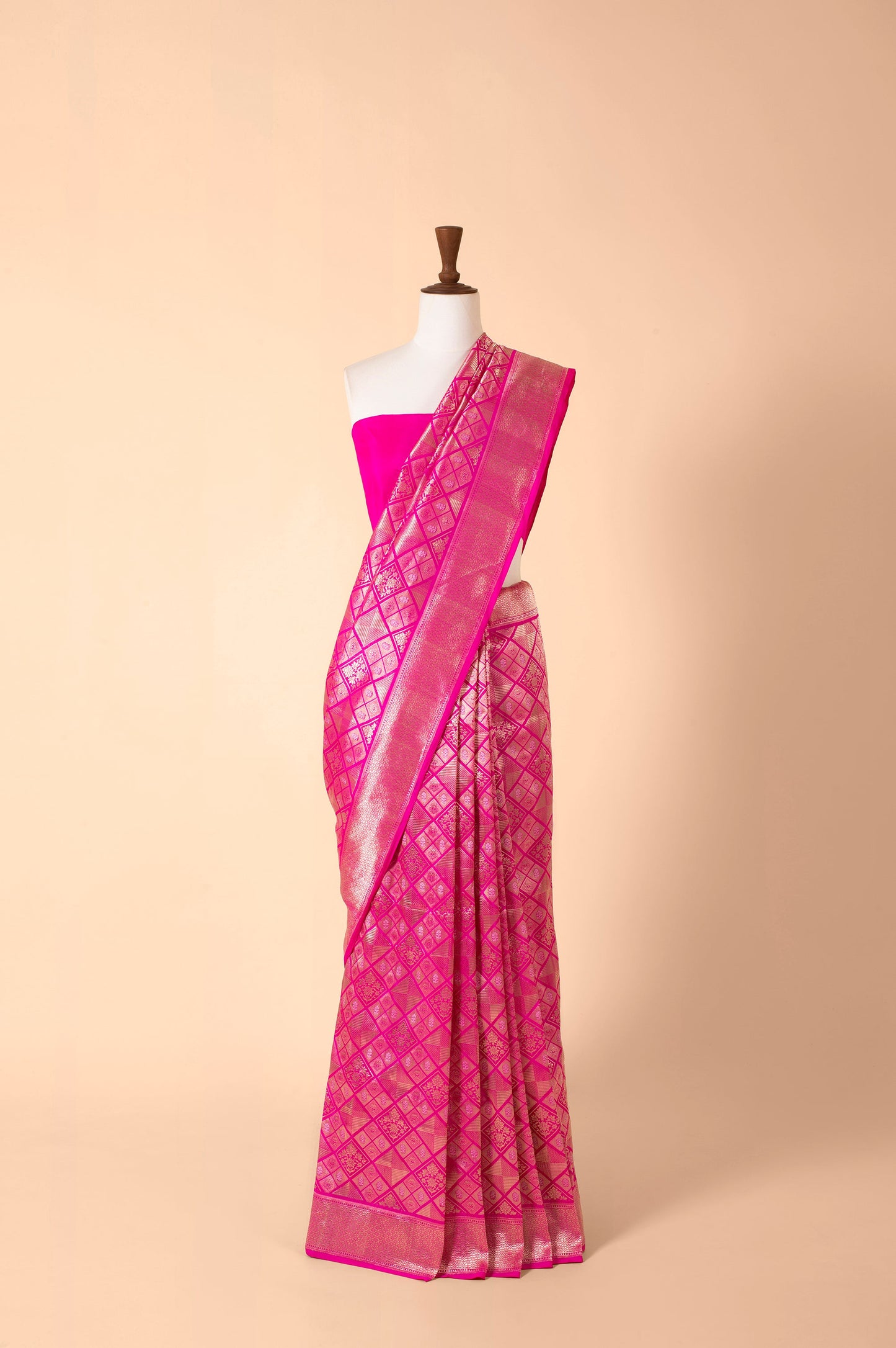 Handwoven Pink Silk Sari