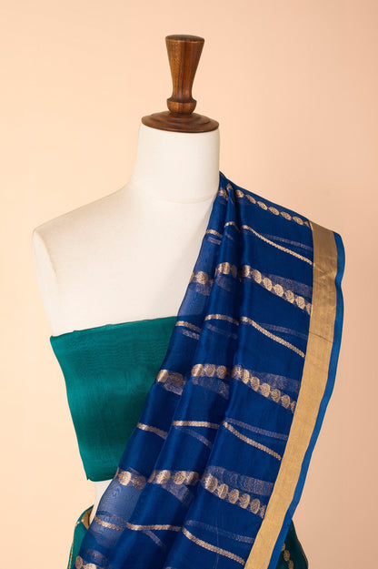 Handwoven Blue Organza Sari