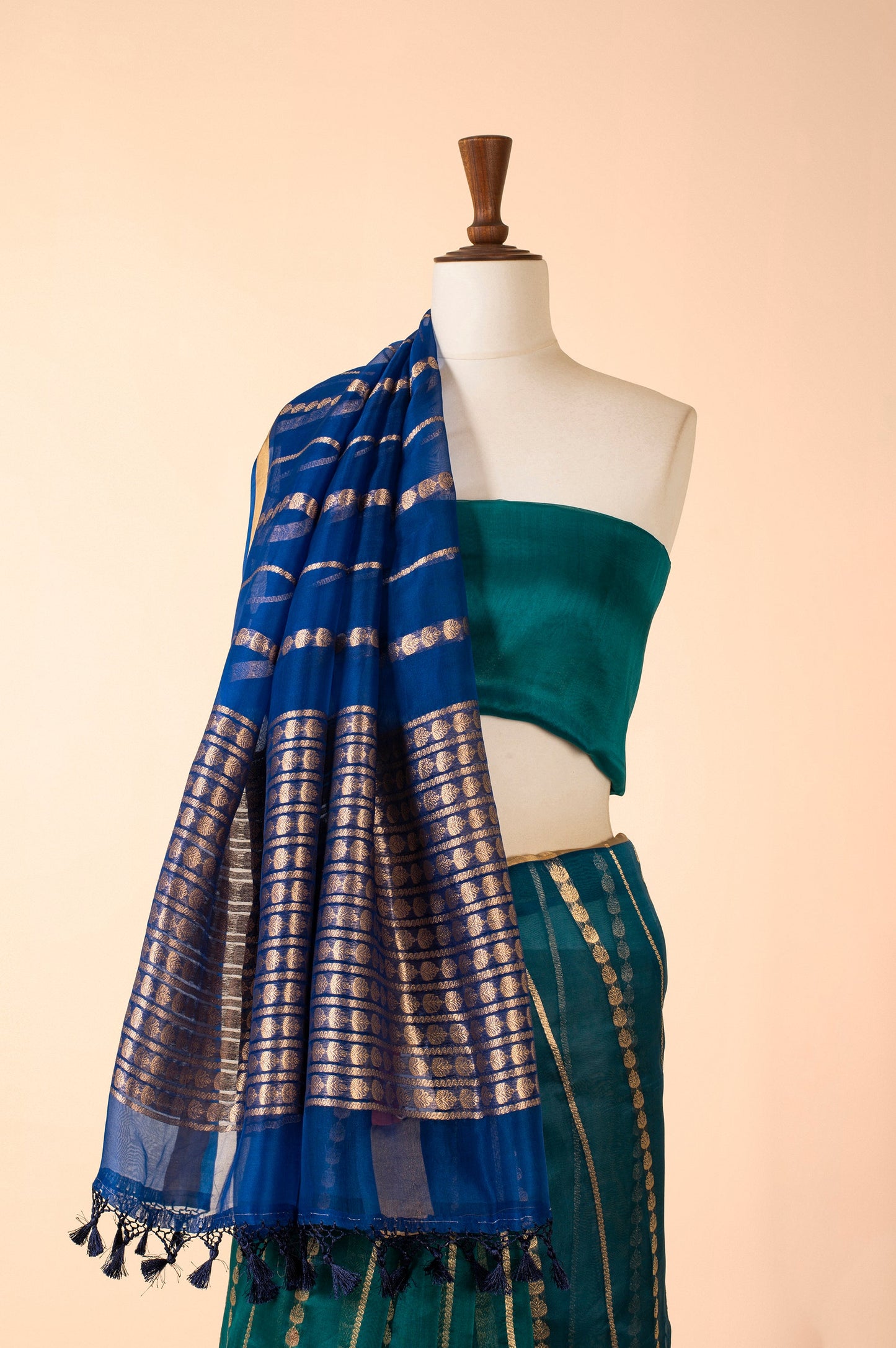 Handwoven Blue Organza Sari