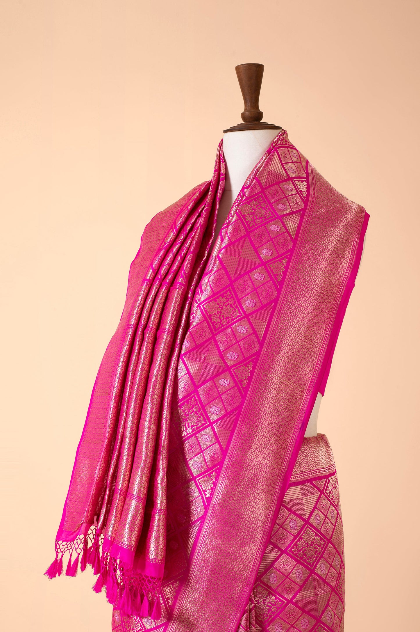 Handwoven Pink Silk Sari