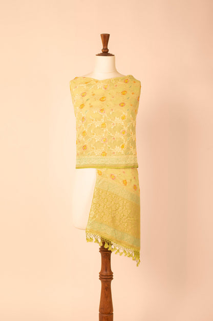 Handwoven Yellow Georgette Dupatta