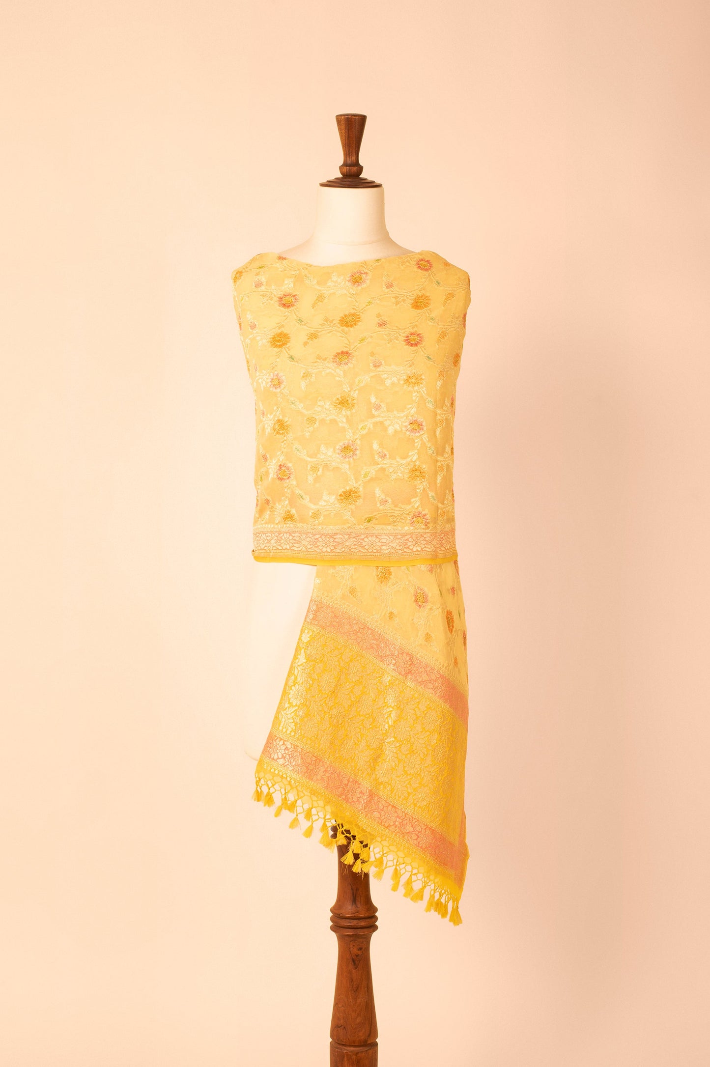 Handwoven Yellow Georgette Dupatta