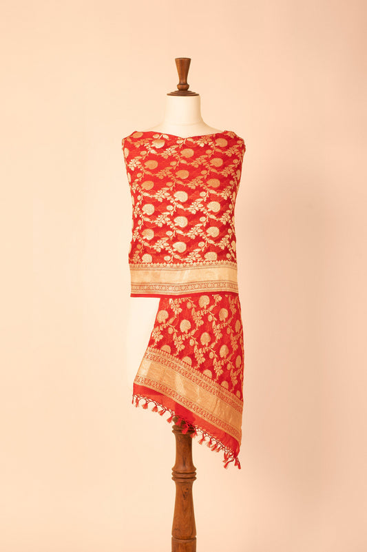 Handwoven Red Georgette Dupatta