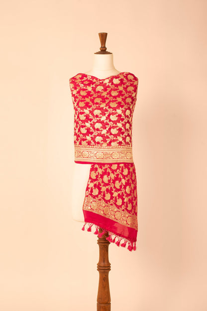 Handwoven Magenta Georgette Dupatta