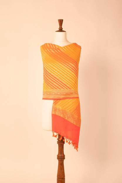 Handwoven Orange Georgette Dupatta