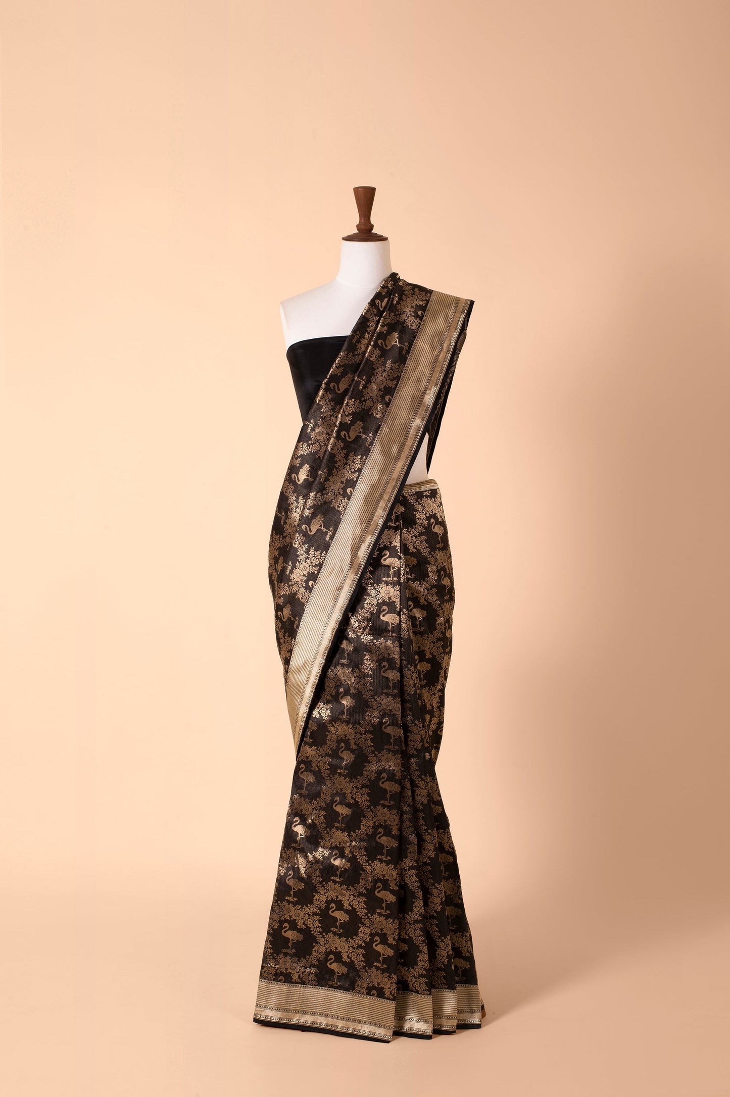 Handwoven Black Silk Sari