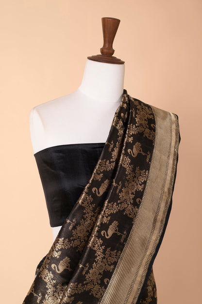 Handwoven Black Silk Sari