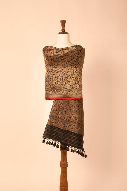 Handwoven Black Silk Dupatta