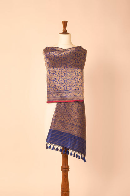 Handwoven Blue Silk Dupatta