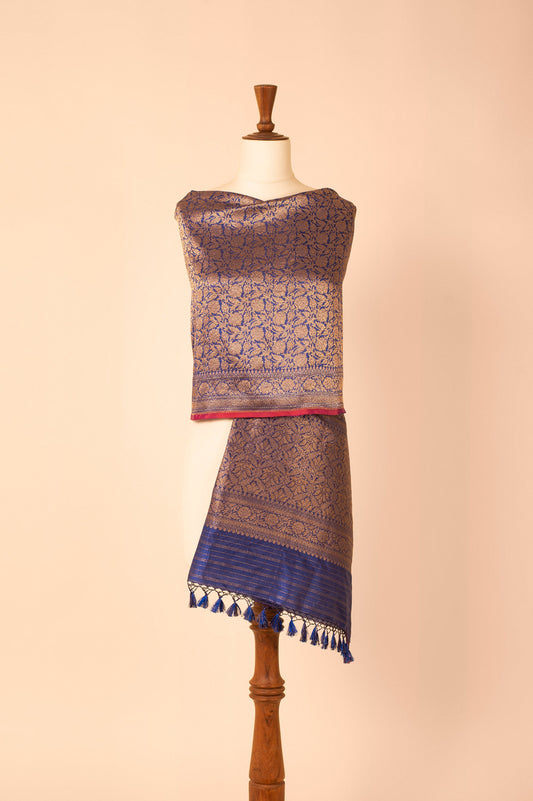 Handwoven Blue Silk Dupatta