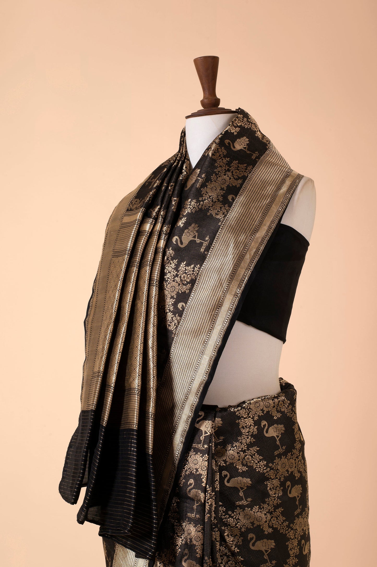 Handwoven Black Silk Sari