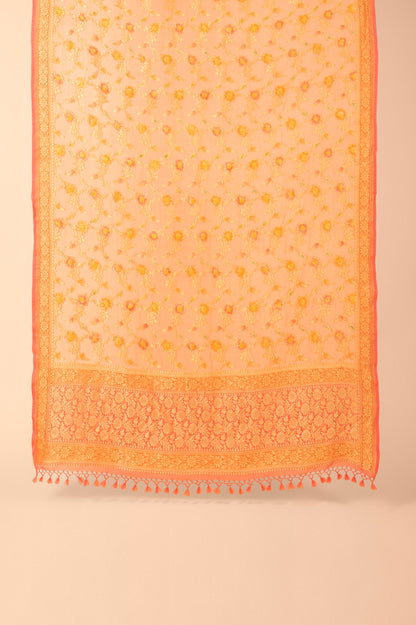 Handwoven Peach Georgette Dupatta