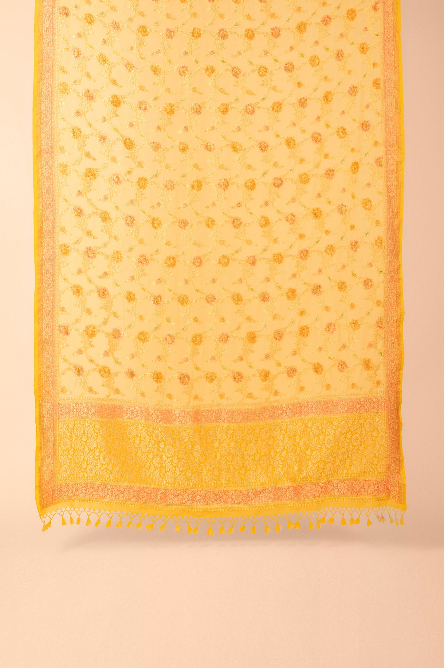 Handwoven Yellow Georgette Dupatta