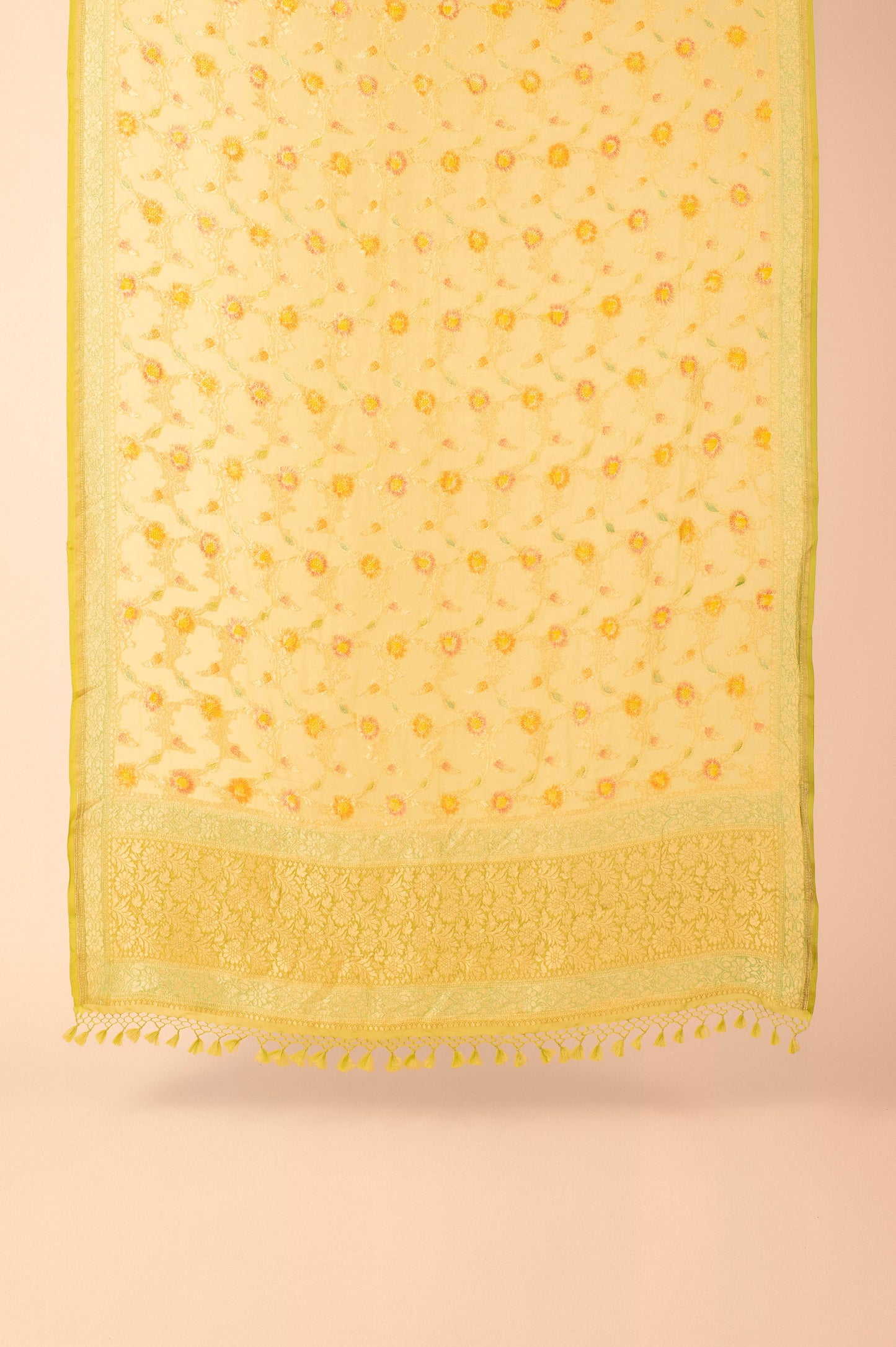 Handwoven Yellow Georgette Dupatta